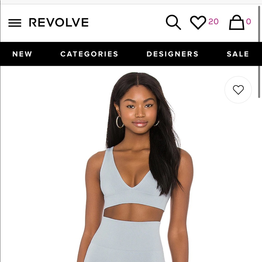 WeWoreWhat V-Neck Bra Top Pearl Blue